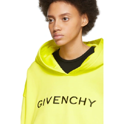 Shop Givenchy Yellow Logo Hoodie In 730 Yellow