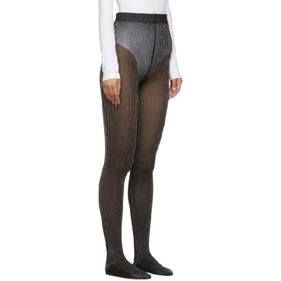 Shop Marc Jacobs Black And Silver Ribbed Tights In 84 Silverbl
