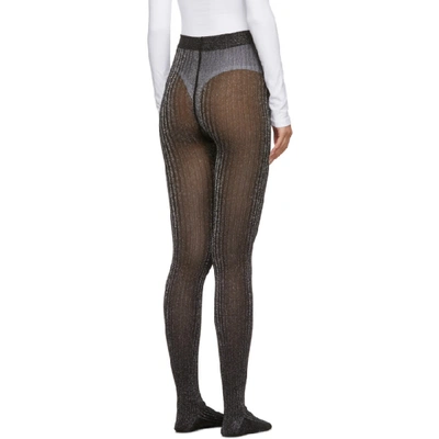 Shop Marc Jacobs Black And Silver Ribbed Tights In 84 Silverbl