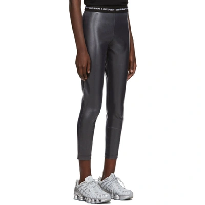 Shop Marcelo Burlon County Of Milan Grey Shiny Leggings In Black/white