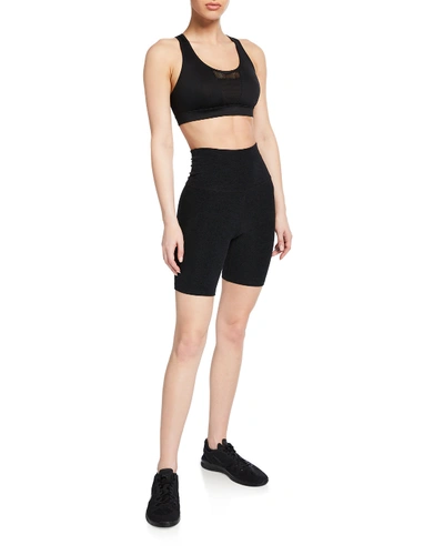 Beyond Yoga Spacedye In The Mix High-waist Biker Shorts In Black