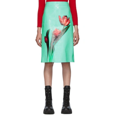 Shop Prada Green Large Tulip Print Skirt In Chlor