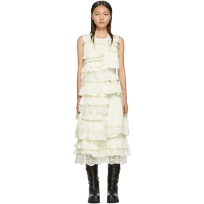 Shop Moncler Genius 4 Moncler Simone Rocha Off-white Ruffle Dress In 002 White