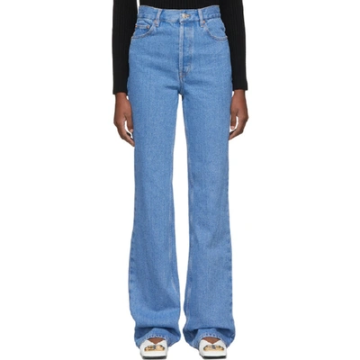 Shop Balenciaga Blue Straight Jeans In 5840 Cartoo