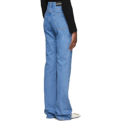 Shop Balenciaga Blue Straight Jeans In 5840 Cartoo