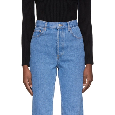 Shop Balenciaga Blue Straight Jeans In 5840 Cartoo