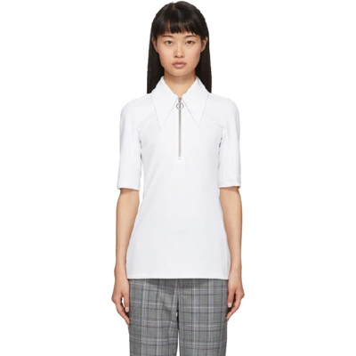 Shop Tibi White Crepe Structured Polo In White White