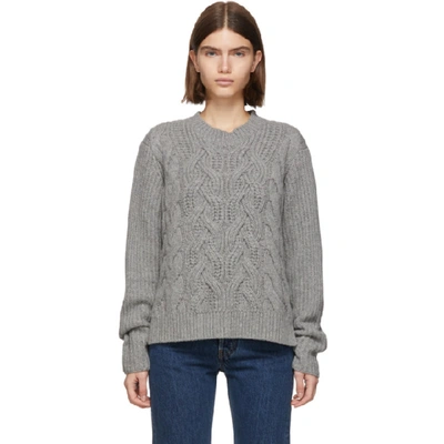 Shop Helmut Lang Grey Cable Sweater In Ash