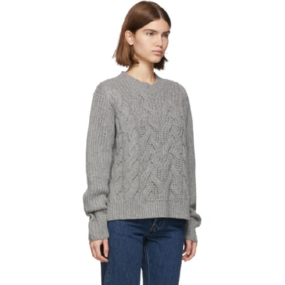 Shop Helmut Lang Grey Cable Sweater In Ash