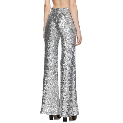 Shop Halpern Silver Sequin Stovepipe Trousers