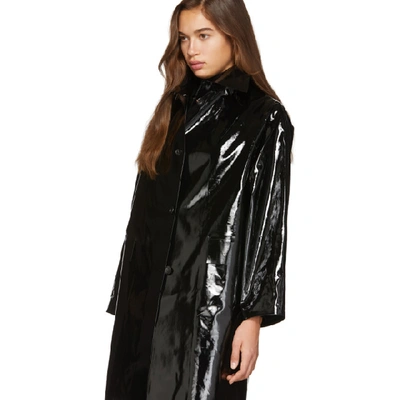 Shop Kassl Editions Black Above The Knee Lacquer Coat