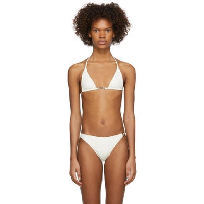 Shop Rudi Gernreich Beige Buckle Bikini Top In Crm Cream