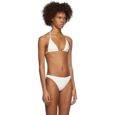 Shop Rudi Gernreich Beige Buckle Bikini Top In Crm Cream