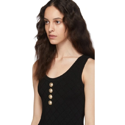 Shop Balmain Black Knit Buttoned Bodysuit In 0pa Black