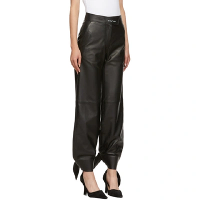 Shop Off-white Black Leather Bow Track Pants