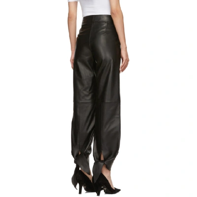 Shop Off-white Black Leather Bow Track Pants