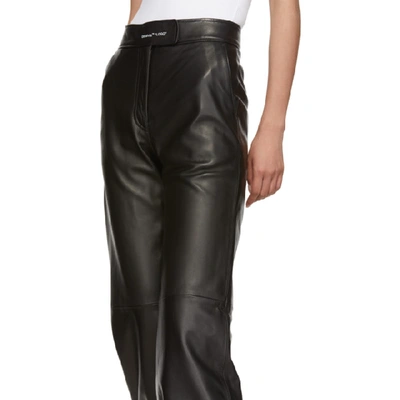 Shop Off-white Black Leather Bow Track Pants