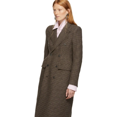 Shop Balenciaga Brown Hourglass Double-breasted Coat In 2135 Brown