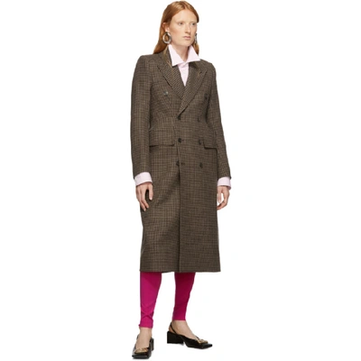 Shop Balenciaga Brown Hourglass Double-breasted Coat In 2135 Brown