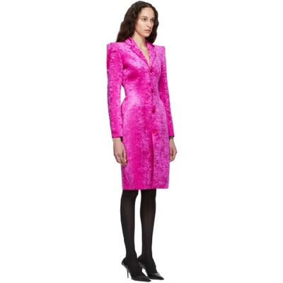 Shop Balenciaga Pink Crushed Velvet 3d Coat In 5601 Orchid