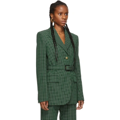 Shop Givenchy Green Plaid Blazer