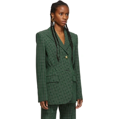 Shop Givenchy Green Plaid Blazer