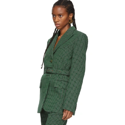 Shop Givenchy Green Plaid Blazer