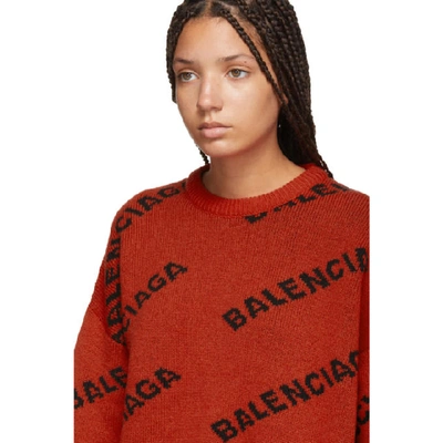 Shop Balenciaga Orange Logo Sweater In 7560 Org/bl