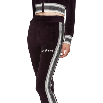 Shop Palm Angels Purple Chenille Slim Track Pants In Purple/whit