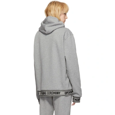 Shop Opening Ceremony Grey Elastic Logo Unisex Hoodie In 0300 Hgrey