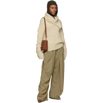 Shop Jw Anderson Beige High-waisted Wool Trousers In 132 Beige