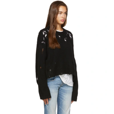 Shop R13 Black Shredded Side Slit Sweater