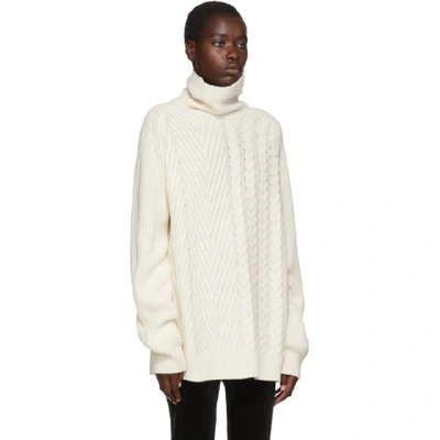 Shop Haider Ackermann Off-white Cable And Ribbed Turtleneck
