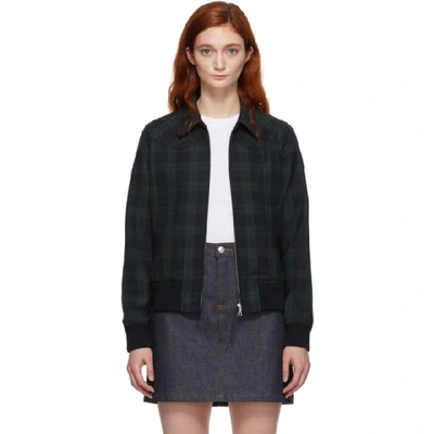 Shop Apc A.p.c. Green And Navy Candem Jacket In Kag Vert Sa