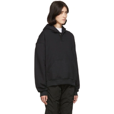 Shop Fear Of God Black Everyday Henley Hoodie In 010 Vintage