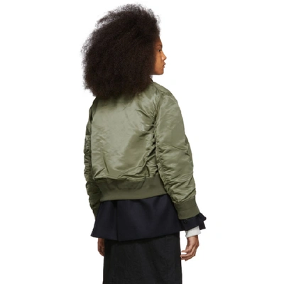 Shop Sacai Navy And Green Melton Ma-1 Jacket In 505 Khaki×n