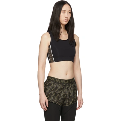 Shop Fendi Black Forever  Stamp Sports Bra In F13iy Black