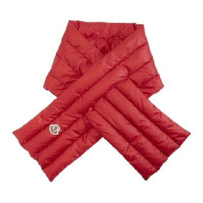 Shop Moncler Red Down Scarf In 455 Red