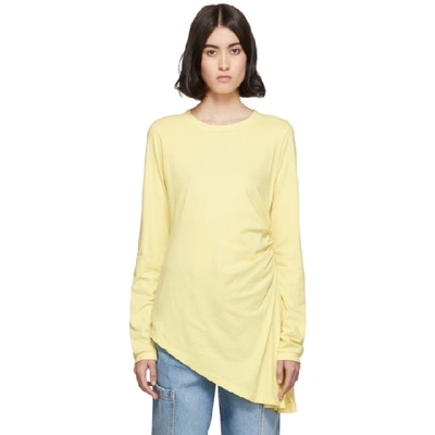 Shop Mm6 Maison Margiela Yellow Ruched Long Sleeve T-shirt In 169 P Yello