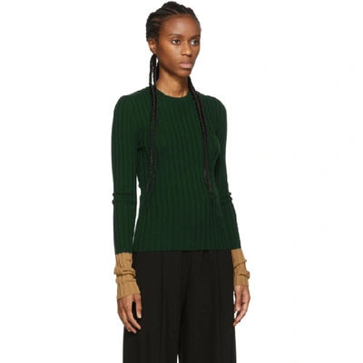 Shop Jw Anderson Green Ribbed Long Sleeve Sweater In 570 Militar