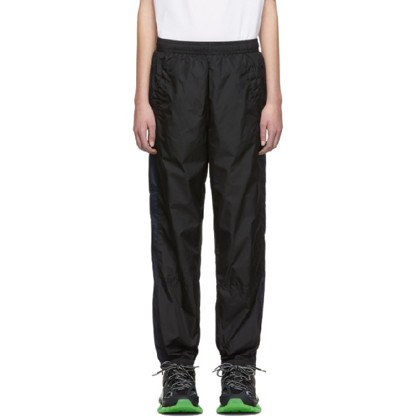 black nylon track pants