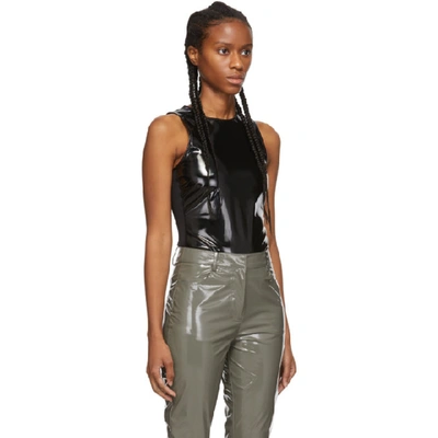 Shop Tibi Black Tech Patent Bodysuit