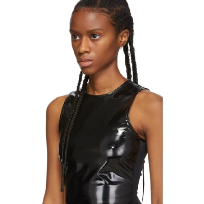 Shop Tibi Black Tech Patent Bodysuit