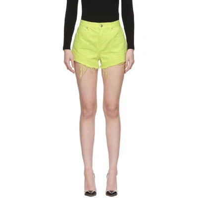Shop Alexander Wang Yellow Denim Bite Shorts In 305 Highlig