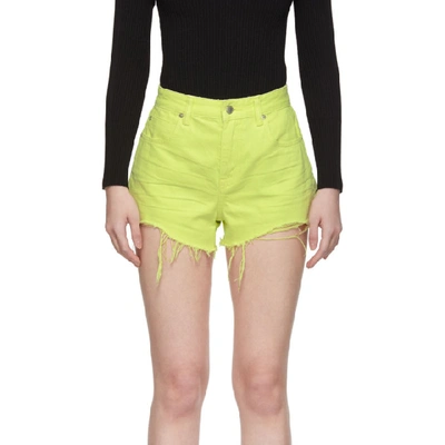Shop Alexander Wang Yellow Denim Bite Shorts In 305 Highlig