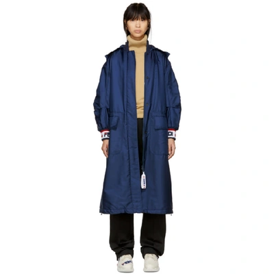 Shop Fendi Navy Oversized  Mania Parka In F14pk Blue