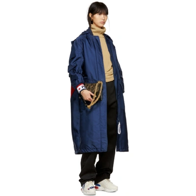 Shop Fendi Navy Oversized  Mania Parka In F14pk Blue