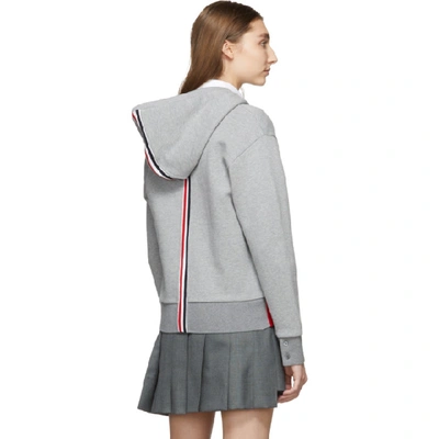 Shop Thom Browne Grey Stripe Zip-up Hoodie In 055 Lightgr