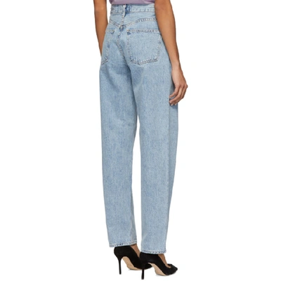 Shop Agolde Blue Pleats Baggy Oversized Jeans In Lark