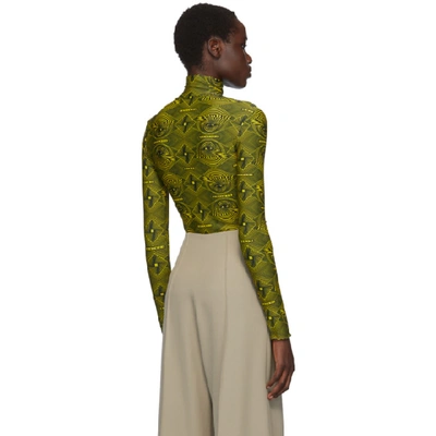 Shop Kwaidan Editions Yellow Vertigo Zipper Turtleneck In Print